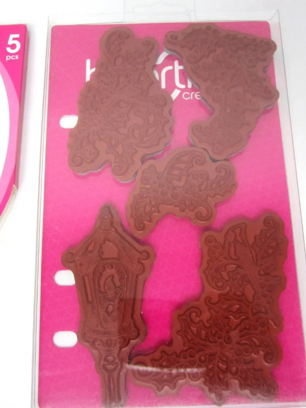 Heartfelt Creations Festive Holly & Cardinals Cling Stamps 5 Pcs Christmas